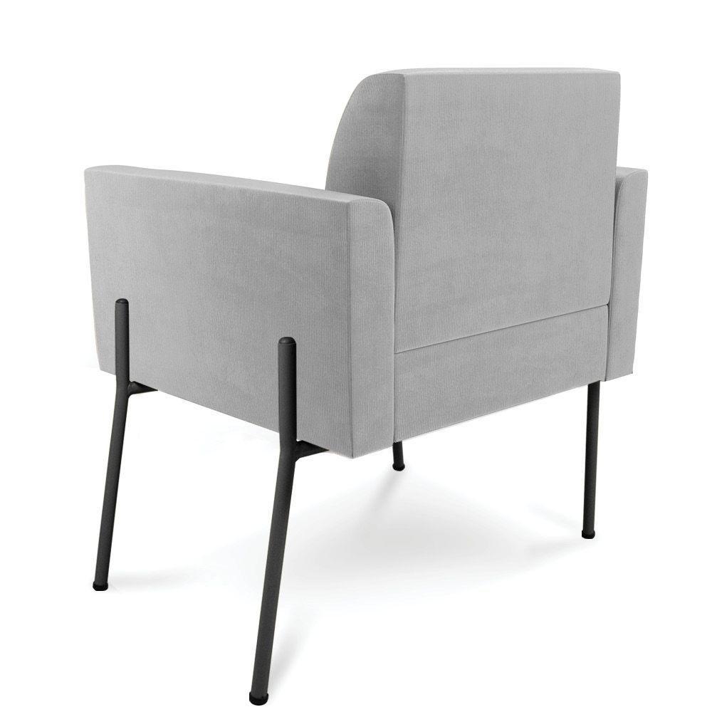 Poltrona Pé De Ferro Preto Para Sala Elisa Suede - D'rossi Cor Cinza - 4