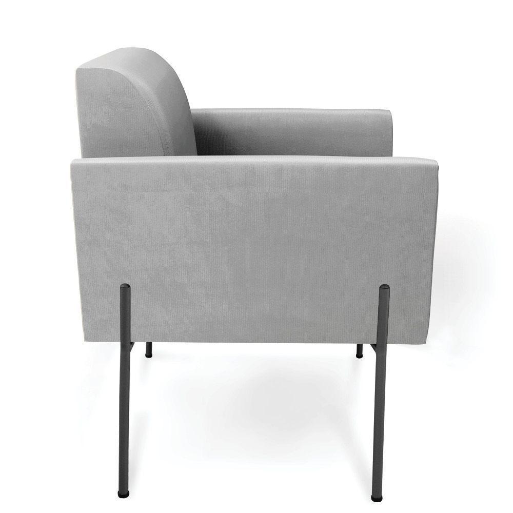 Poltrona Pé De Ferro Preto Para Sala Elisa Suede - D'rossi Cor Cinza - 5