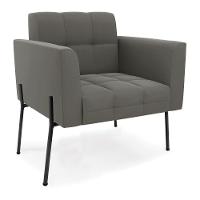 Poltrona Pé De Ferro Preto Para Sala Elisa Suede Grafite D03 - D'rossi - 1