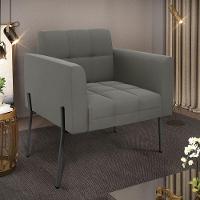 Poltrona Pé De Ferro Preto Para Sala Elisa Suede Grafite D03 - D'rossi - 6