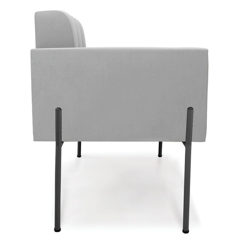 Poltrona Pé De Ferro Preto Para Sala Kit 2 Elisa Suede Cinza D03 - D'rossi - 2