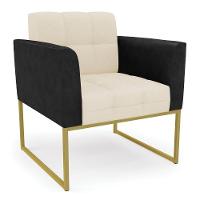 Poltrona Base Industrial Dourado Elisa Preto-linho Bege A19 D03 - D'rossi - 5