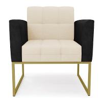 Poltrona Base Industrial Dourado Elisa Preto-linho Bege A19 D03 - D'rossi - 6