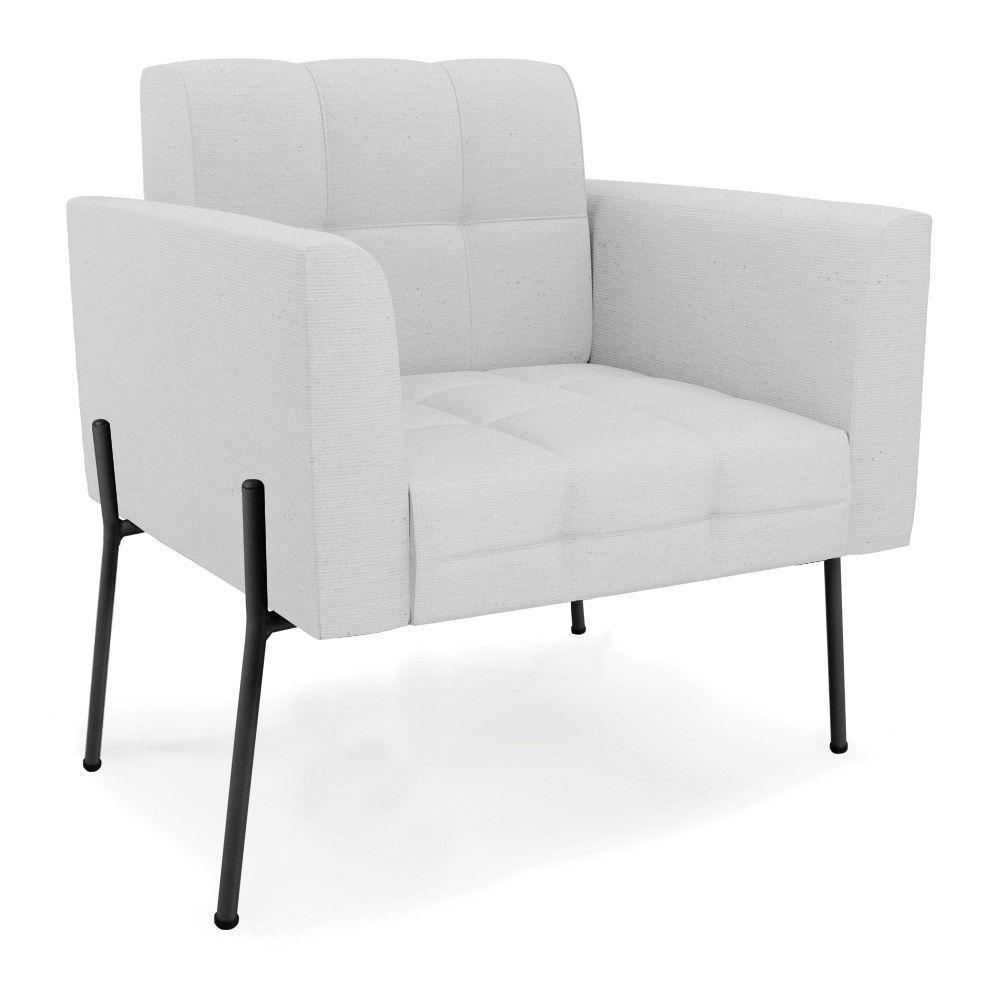 Poltrona Pé De Ferro Preto Para Sala Elisa Linho D03 - D'rossi Cor A05 Cinza - 1