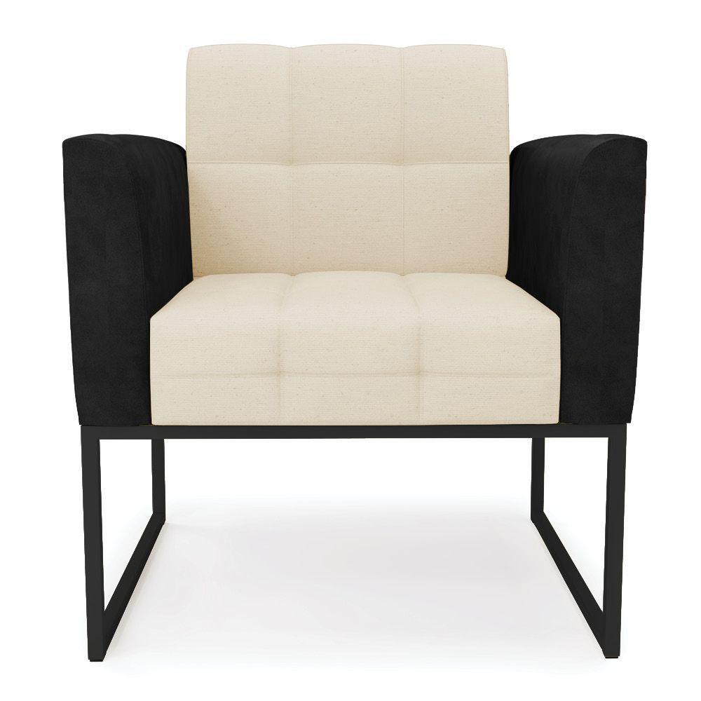 Poltrona Base Industrial Preto Elisa Preto-linho Bege A19 D03 - D'rossi - 3