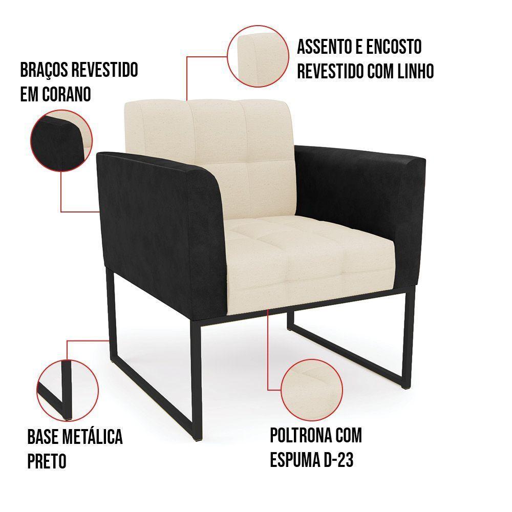 Poltrona Base Industrial Preto Elisa Preto-linho Bege A19 D03 - D'rossi - 4