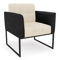 Poltrona Base Industrial Preto Elisa Preto-linho Bege A19 D03 - D'rossi - 1