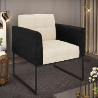 Poltrona Base Industrial Preto Elisa Preto-linho Bege A19 D03 - D'rossi - 2