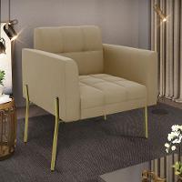 Poltrona Pé De Ferro Dourado Para Sala Elisa Suede D03 - D'rossi Cor Marrom Rato - 6