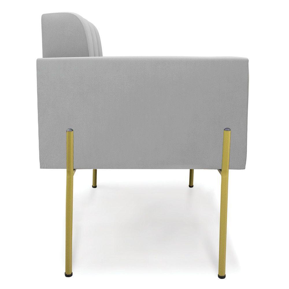 Poltrona Pé De Ferro Dourado Para Sala Kit 2 Elisa Suede D03 - D'rossi Cor Cinza - 4