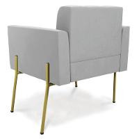 Poltrona Pé De Ferro Dourado Para Sala Kit 2 Elisa Suede D03 - D'rossi Cor Cinza - 3