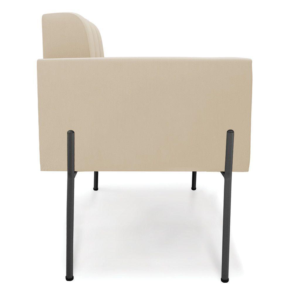 Poltrona Pé De Ferro Preto Para Sala Kit 2 Elisa Suede Bege D03 - D'rossi - 5