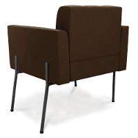 Poltrona Pé De Ferro Preto Para Sala Kit 2 Elisa Suede D03 - D'rossi Cor Marrom