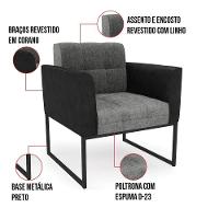 Poltrona Base Industrial Preto Elisa Preto-linho Grafite A26 D03 - D'rossi - 2