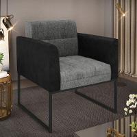 Poltrona Base Industrial Preto Elisa Preto-linho Grafite A26 D03 - D'rossi - 5