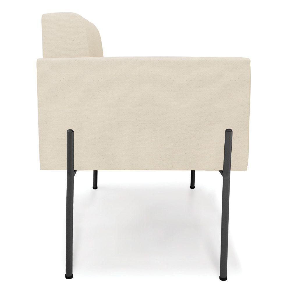 Poltrona Pé De Ferro Preto Para Sala Kit 2 Elisa Linho D03 - D'rossi Cor A19 Bege - 5