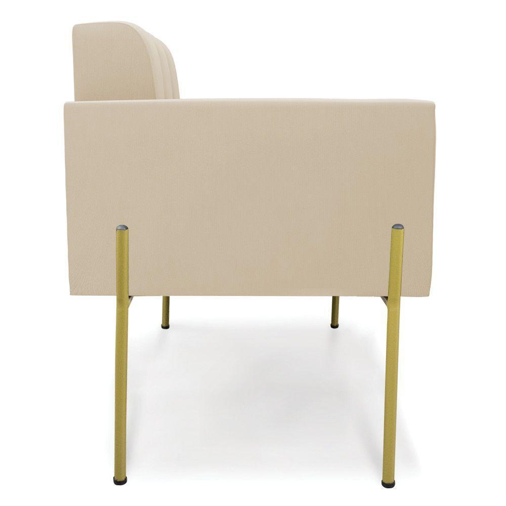 Poltrona Pé De Ferro Dourado Para Sala Elisa Suede D03 - D'rossi Cor Bege - 5