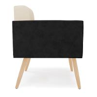 Poltrona Pés Palito Natural Kit 2 Elisa Preto-linho Bege A19 D03 - D'rossi - 3