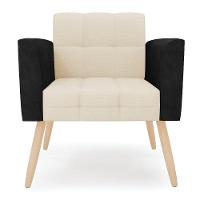 Poltrona Pés Palito Natural Kit 2 Elisa Preto-linho Bege A19 D03 - D'rossi - 7