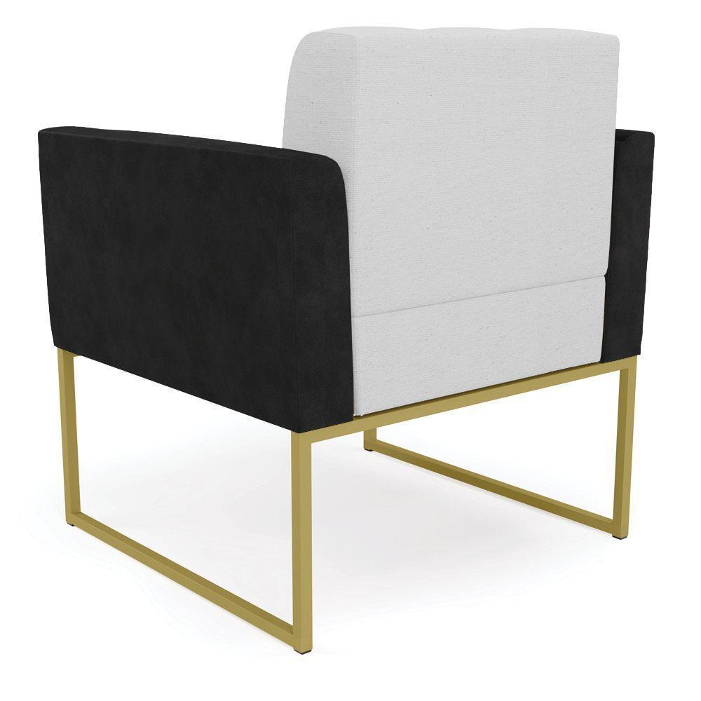 Poltrona Base Industrial Dourado Elisa Preto-linho Cinza A05 D03 - D'rossi - 3