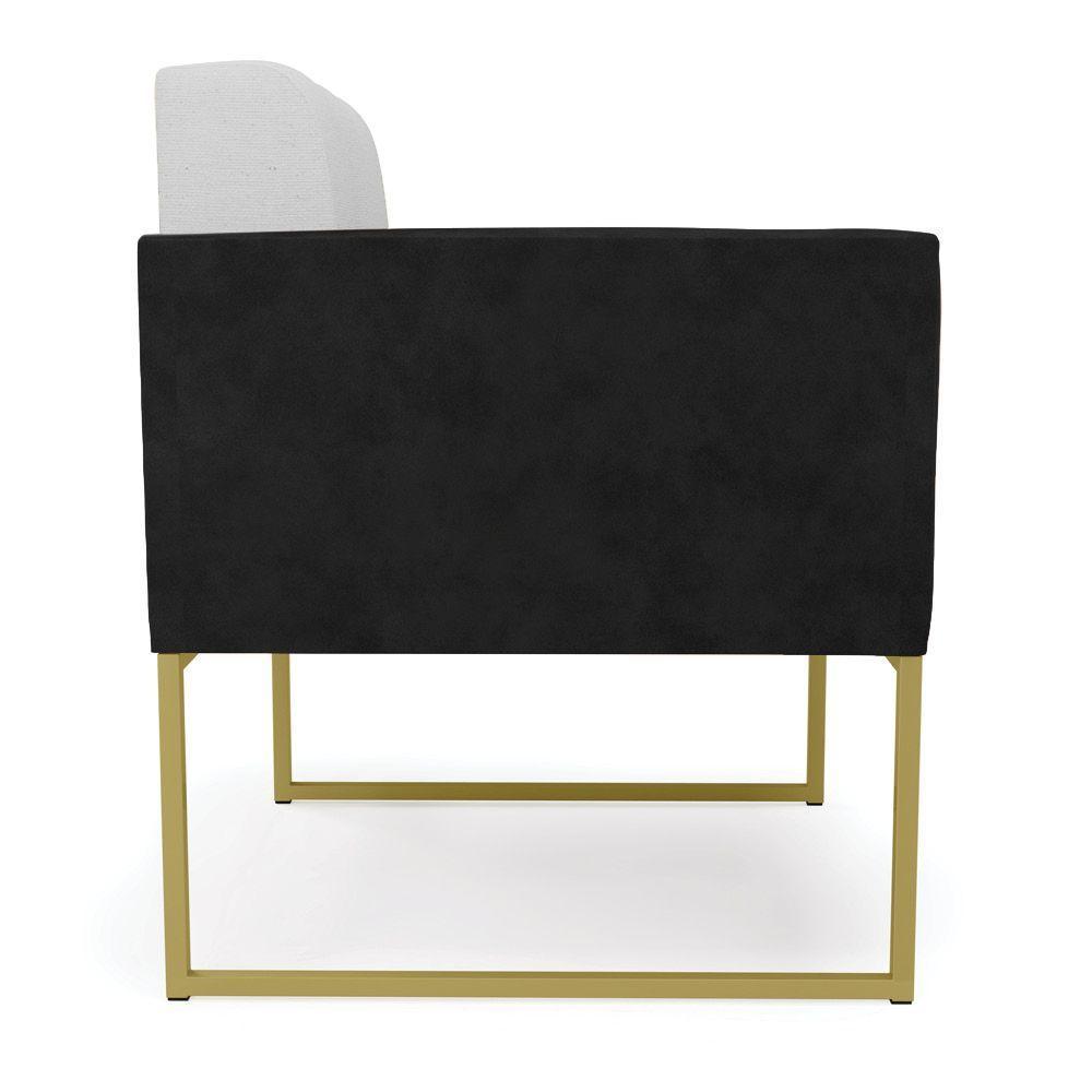 Poltrona Base Industrial Dourado Elisa Preto-linho Cinza A05 D03 - D'rossi - 7