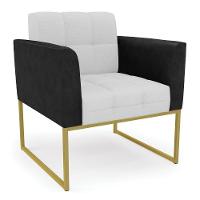 Poltrona Base Industrial Dourado Elisa Preto-linho Cinza A05 D03 - D'rossi - 1