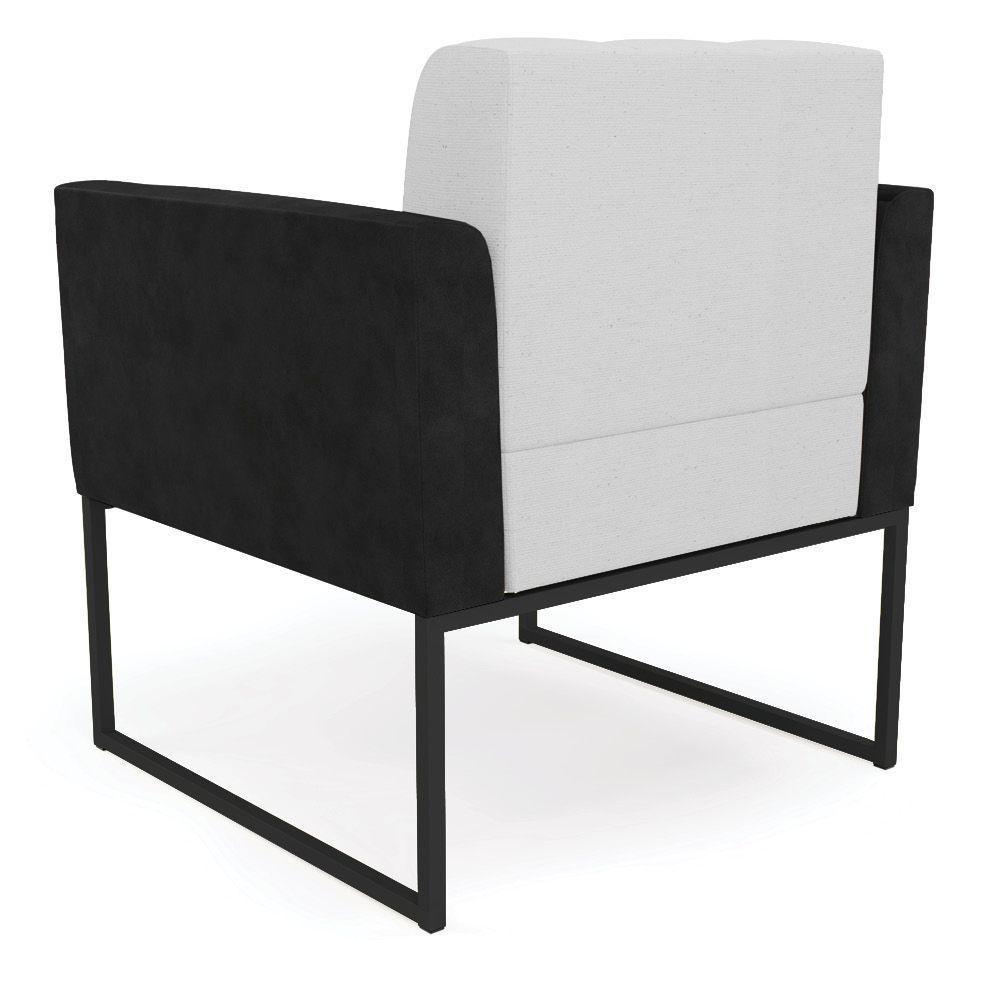 Poltrona Base Industrial Preto Kit 2 Elisa Preto-linho Cinza A05 D03 - D'rossi - 3