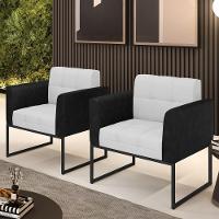 Poltrona Base Industrial Preto Kit 2 Elisa Preto-linho Cinza A05 D03 - D'rossi - 6