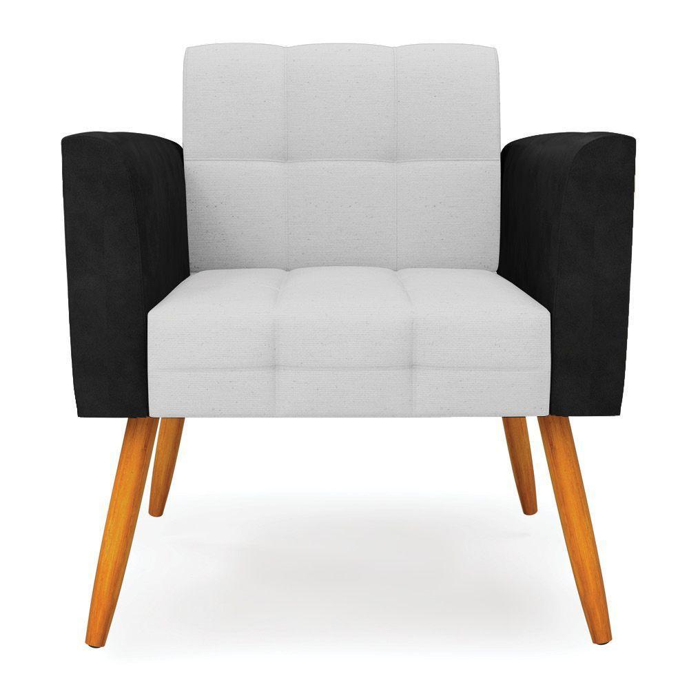 Poltrona Pés Palito Castanho Elisa Preto-linho Cinza A05 D03 - D'rossi - 5