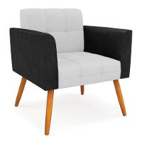 Poltrona Pés Palito Castanho Elisa Preto-linho Cinza A05 D03 - D'rossi - 1