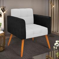 Poltrona Pés Palito Castanho Elisa Preto-linho Cinza A05 D03 - D'rossi - 6