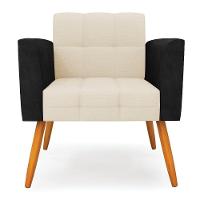 Poltrona Pés Palito Castanho Elisa Preto-linho Bege A19 D03 - D'rossi - 5