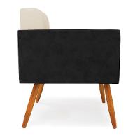 Poltrona Pés Palito Castanho Elisa Preto-linho Bege A19 D03 - D'rossi - 7