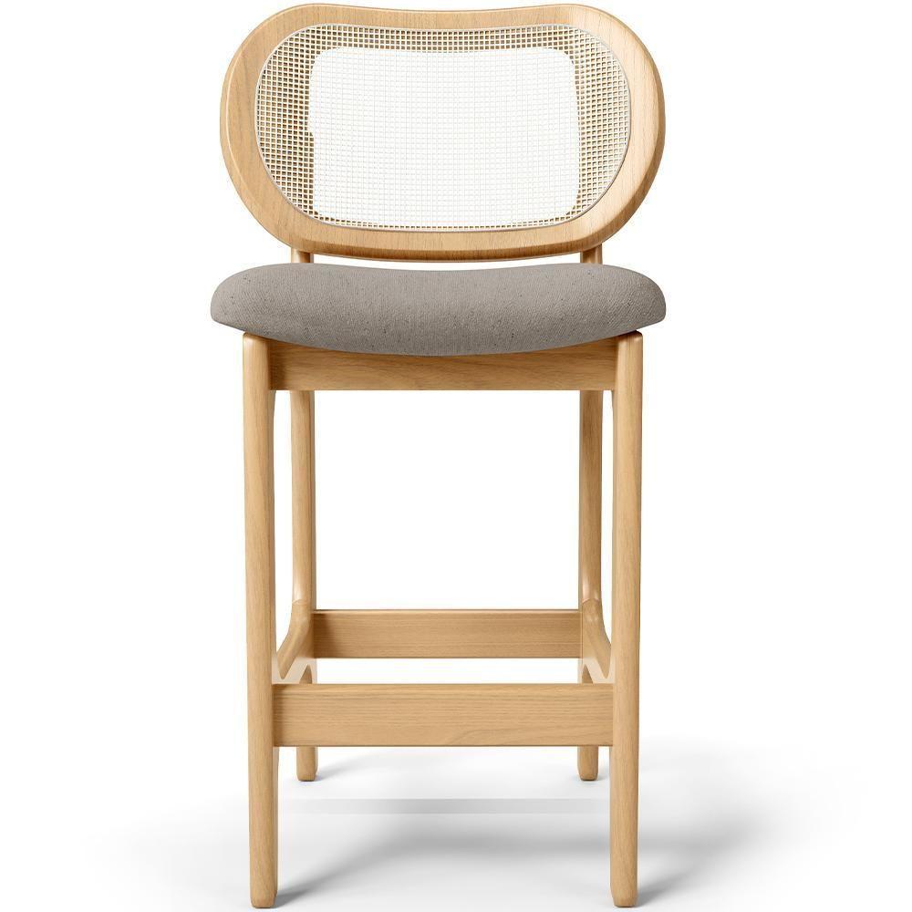 Kit 6 Banquetas Baixa Bar Cozinha Sala De Jantar Betta L02 Mel Tela Linho Bege - Lyam Decor - 5