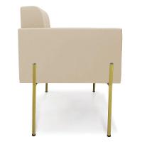 Poltrona Pé De Ferro Dourado Para Sala Kit 2 Elisa Suede D03 - D'rossi Cor Bege - 2