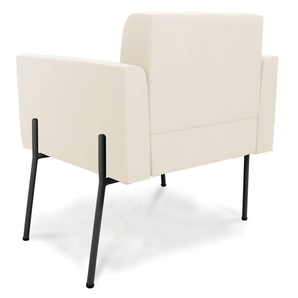 Poltrona Pé De Ferro Preto Para Sala Kit 2 Elisa Veludo D03 - D'rossi Cor Bege - 4