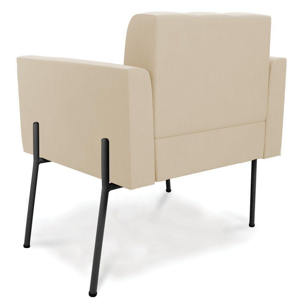 Poltrona Pé De Ferro Preto Para Sala Kit 2 Elisa Suede D03 - D'rossi Cor Bege - 4