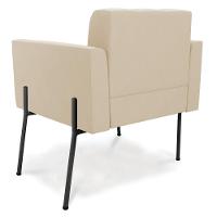 Poltrona Pé De Ferro Preto Para Sala Kit 2 Elisa Suede D03 - D'rossi Cor Bege