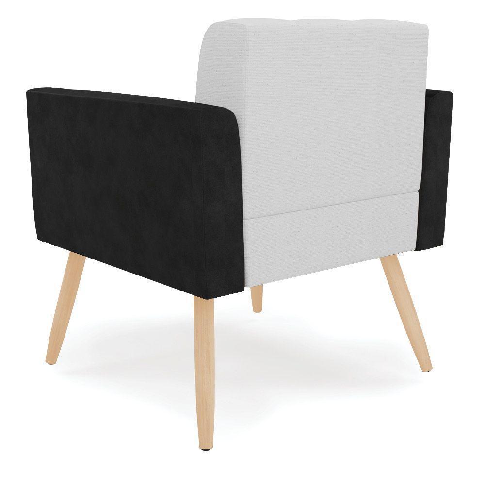 Poltrona Pés Palito Natural Elisa Preto-linho Cinza A05 D03 - D'rossi - 4