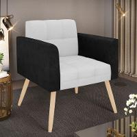 Poltrona Pés Palito Natural Elisa Preto-linho Cinza A05 D03 - D'rossi - 6