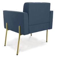 Poltrona Pé De Ferro Dourado Para Sala Kit 2 Elisa Suede D03 - D'rossi Cor Azul Marinho