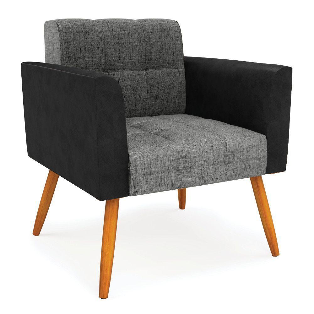 Poltrona Pés Palito Castanho Elisa Preto-linho Grafite A26 D03 - D'rossi - 4