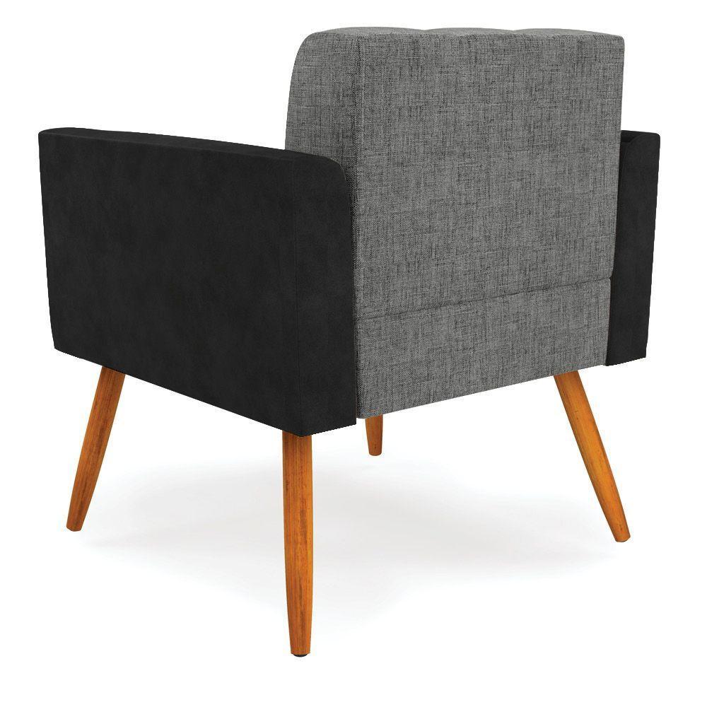 Poltrona Pés Palito Castanho Elisa Preto-linho Grafite A26 D03 - D'rossi - 7