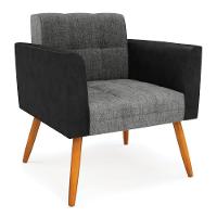 Poltrona Pés Palito Castanho Elisa Preto-linho Grafite A26 D03 - D'rossi