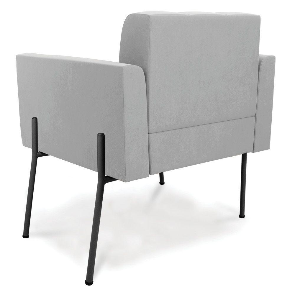 Poltrona Pé De Ferro Preto Para Sala Kit 2 Elisa Suede D03 - D'rossi Cor Cinza - 3