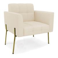 Poltrona Pé De Ferro Dourado Para Sala Elisa Linho D03 - D'rossi Cor A19 Bege - 1