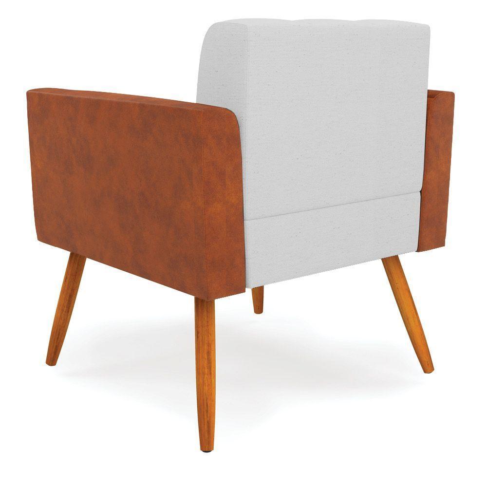 Poltrona Pés Palito Castanho Kit 2 Elisa Nozes-linho Cinza A05 D03 - D'rossi - 3