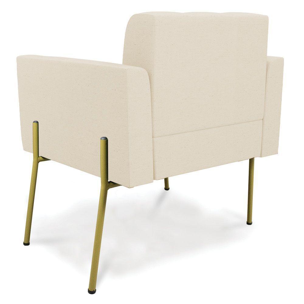 Poltrona Pé De Ferro Dourado Para Sala Kit 2 Elisa Linho D03 - D'rossi Cor A19 Bege - 4