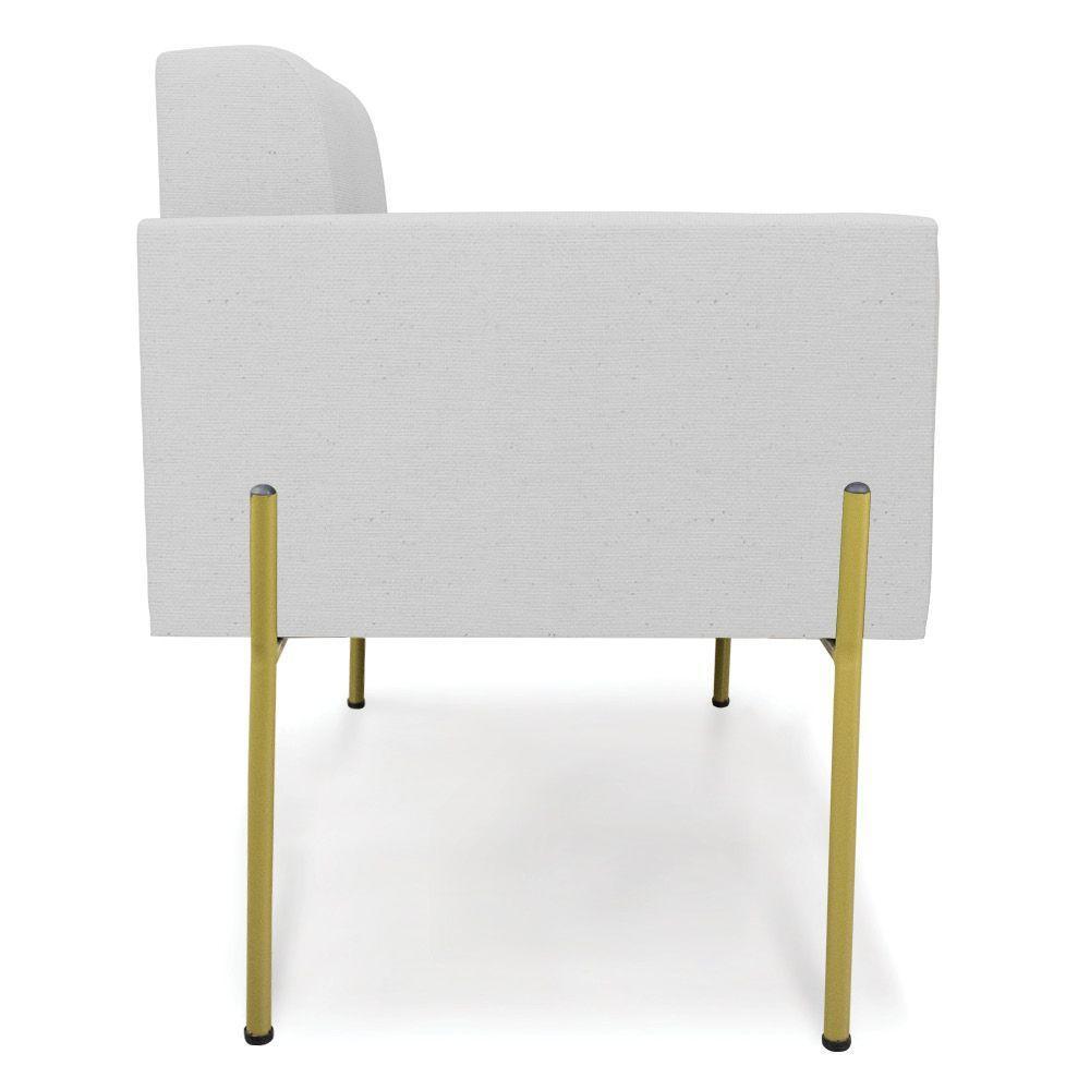 Poltrona Pé De Ferro Dourado Para Sala Elisa Linho Cinza A05 D03 - D'rossi - 5