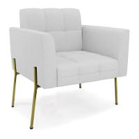 Poltrona Pé De Ferro Dourado Para Sala Elisa Linho Cinza A05 D03 - D'rossi - 1